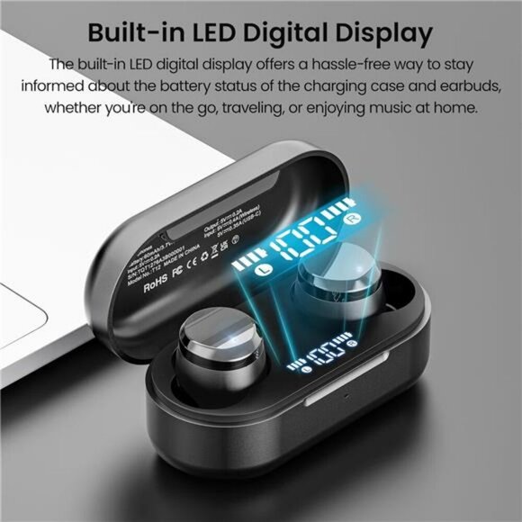 Wireless Bluetooth Earbuds Noise Cancelling Waterproof Headphones 55Hr Playtime - Picture 2 of 7